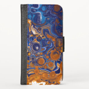 Funda Cartera Resumen de arte moderno en azul y cobre