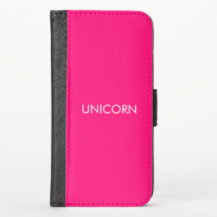 Funda Cartera "Unicornio" blanco minimalista de fucsia rosa