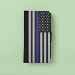 Funda Cartera Para Samsung Galaxy S5 Apoyar la delgada bandera norteamericana de la lín<br><div class="desc">Apoyar la delgada bandera norteamericana de la línea azul de la policía</div>