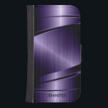 Funda Cartera Para Galaxy S4 Aspecto de aluminio cepillado púrpura metálico<br><div class="desc">Elegante monogramado de diseño de fondo morado metálico brillante en aluminio cepillado Esta imagen no es metalizado pero parece metálica y brillante es un efecto digital</div>