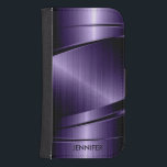 Funda Cartera Para Galaxy S4 Aspecto de aluminio cepillado púrpura metálico<br><div class="desc">Elegante monogramado de diseño de fondo morado metálico brillante en aluminio cepillado Esta imagen no es metalizado pero parece metálica y brillante es un efecto digital</div>