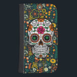 Funda Cartera Para Galaxy S4 Calavera de azúcar floral retro colorida<br><div class="desc">Calavera de azúcar floral retro y colorida.</div>