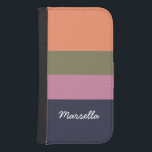 Funda Cartera Para Galaxy S4 Candy Bar Contemporáneo Personalizado<br><div class="desc">Moderno y elegante diseño de aros de bar de caramelos en colores de otoño a la moda Naranja de cadmio,  Rosa de cachemira,  hierba seca y estanque reflectante acabado con su propio nombre de personalizable en blanco para crear un funda de smartphone de moda único</div>