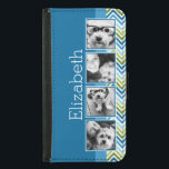 Funda Cartera Para Samsung Galaxy S5 Chevrons coloridos de Collage de fotos de Instagra<br><div class="desc">Una excelente manera de mostrar tus fotos cuadradas desde tu cuenta en línea. Un divertido diseño de banda zig zag resalta las imágenes.</div>