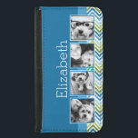 Funda Cartera Para Samsung Galaxy S5 Chevrons coloridos de Collage de fotos de Instagra<br><div class="desc">Una excelente manera de mostrar tus fotos cuadradas desde tu cuenta en línea. Un divertido diseño de banda zig zag resalta las imágenes.</div>