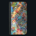 Funda Cartera Para Samsung Galaxy S5 Collage floral rugoso colorido<br><div class="desc">Collage floral de color rústico vintage de Guay con acento de ornamento de remolinos negros.</div>