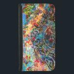 Funda Cartera Para Samsung Galaxy S5 Collage floral rugoso colorido<br><div class="desc">Collage floral de color rústico vintage de Guay con acento de ornamento de remolinos negros.</div>
