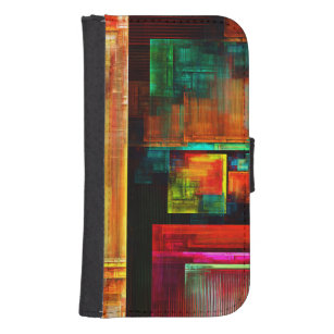 Funda Cartera Para Galaxy S4 Coloridas plazas Patrón de arte abstracto moderno 