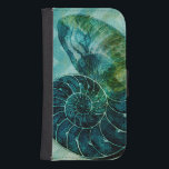 Funda Cartera Para Galaxy S4 Concha espiral turquesa<br><div class="desc">En esta imagen vívida, se puede ver en vintage estilo natural y único de la concha turquesa de la concha de la Concha de cerca. Este tipo único de arte tiene sombras negras para acentuar la espiral de esta concha de concha. Consiga hoy esta cáscara de concha con un fondo...</div>