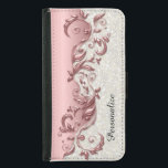 Funda Cartera Para Samsung Galaxy S5 Confeti blanco metálico color de rosa florido<br><div class="desc">Cajas de la cartera. Ofrecido en un falso diseño metálico floral florido color de rosa bonito con falso purpurina del confeti y texto de DIY. Hecho con los gráficos de vector de alta resolución para una impresión profesional. el 100% Personalizar-capaz. Aliste para completar las cajas o para hacer clic en...</div>