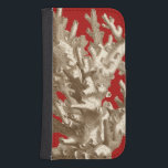 Funda Cartera Para Galaxy S4 Coral pequeño en rojo<br><div class="desc">Podrá explorar el mar bajo el agua con todas estas criaturas marinas. Esta vintage obra de arte marino con un fondo rojo y un coral de diseño es una perfecta incorporación para los amantes de la anémona marina. Imprima su arte hoy en su producto.</div>