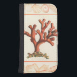 Funda Cartera Para Galaxy S4 Coral rojo con borde de concha<br><div class="desc">Obtén hoy esta obra de arte moderna con fondo color crema. Esta obra de arte contiene un coral rojo,  sombreado,  muy nítido y vívido con un borde decorativo de conchas. Se trata de una obra de arte contemporáneo perfecta para cualquier tipo de temática náutica.</div>