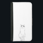 Funda Cartera Para Samsung Galaxy S5 Cute Cat Sketch Moderno<br><div class="desc">Maletín de teléfono moderno con un simple dibujo a mano de un lindo gato.</div>