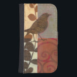 Funda Cartera Para Galaxy S4 Damask Sparrow<br><div class="desc">Esta fina imagen contemporánea de un gorrión marrón y otros detalles de color le darán carácter a cualquier sala de estar o comedor. La imagen tiene un tema de color rojo y marrón. Obtén hoy esta hermosa y única huella de arte del artista Norman Wyatt.</div>