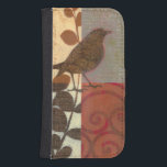 Funda Cartera Para Galaxy S4 Damask Sparrow<br><div class="desc">Esta fina imagen contemporánea de un gorrión marrón y otros detalles de color le darán carácter a cualquier sala de estar o comedor. La imagen tiene un tema de color rojo y marrón. Obtén hoy esta hermosa y única huella de arte del artista Norman Wyatt.</div>