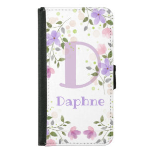 Funda Cartera Para Samsung Galaxy S5 Daphne con flores es el primer nombre inicial más