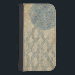 Funda Cartera Para Galaxy S4 Disposición floral de taparo plateado decorativo<br><div class="desc">Un tapiz plateado decorativo exhibe una disposición floral circular. ¡Esta impresión sería un regalo maravilloso para la gente que ama las tapices o el arte al estilo de los tapices!</div>
