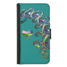 Funda Cartera Para Samsung Galaxy S5 Eéreal Cascada de Corazones