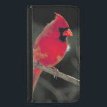 Funda Cartera Para Samsung Galaxy S5 El cardenal rojo encaramado en una rama de árbol<br><div class="desc">Una preciosa fotografía de la naturaleza,  muy detallada. Un cardenal rojo brillante del norte encaramado en una rama de árbol. Se pueden ver tajos de plumas bajas soplando suavemente en el viento. ¡Fluffy y lindo!</div>