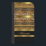 Funda Cartera Para Galaxy S4 Elegante animal salvaje mezclado negro y oro<br><div class="desc">Elegante animal mixto salvaje, animal de cebra de tigre leopardo impreso negro y oro, joya falsa. Elegante Funda de teléfono móvil elegante Girly para mujeres chica Añadir nombre inicial Purpurina (Se aconseja que la imagen se muestre más oscura en el Funda) Fabuloso producto para mujeres, Chicas, Zizzago creó este diseño...</div>