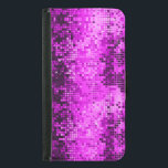 Funda Cartera Para Samsung Galaxy S5 Elegante disco disco de color rosa calientePurpuri<br><div class="desc">Elegantes tonos rosa rosado negro acento retro purpurina disco-bola y chispas. Disponible en otros productos. Personalizable completo de la plantilla de tarjeta de visita.</div>