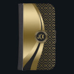 Funda Cartera Para Galaxy S4 Elegante patrón geométrico moderno negro y dorado<br><div class="desc">Patrón geométrico moderno negro, dorado y negro y diseño de líneas modernas dinámicas. Personalizado y monograma opcional. Varias variaciones en este diseño, con una posición diferente de los elementos y diferentes combinaciones de colores. No purpurina real o acabado metálico, sino efecto de imagen digital. Si necesita ayuda para personalizar, cambiar...</div>
