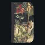 Funda Cartera Para Galaxy S4 Escena de naturaleza oscura de Vision Studio<br><div class="desc">Esta escena de la naturaleza oscura muestra un par de mariposas y una libélula congregándose sobre hojas verdes profundas y una hermosa flor. Casi se puede escuchar el latido de las alas mientras se estudia la pieza. Si disfrutas de la naturaleza,  disfrutarás de esta pintura. ¡Compra tu copia hoy!</div>