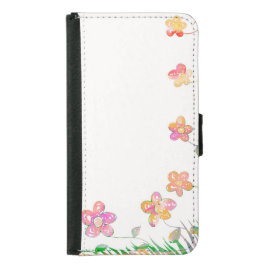 Funda Cartera Para Samsung Galaxy S5 Flor Pastel Caprichosa
