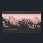 Funda Cartera Para Samsung Galaxy S5 Floral Florid Rosa metálico en negro<br><div class="desc">Casos de billetera. Presentado en un bonito rosa florido floral faux metallic diseño sobre fondo negro con texto DIY. ⭐ Este producto es 100% Personalizable. Gráficos y/o texto pueden ser agregados, borrados, movidos, cambiados de tamaño, rotados, etc... El 99% de mis diseños en mi tienda están hechos en capas. Esto...</div>