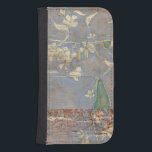Funda Cartera Para Galaxy S4 Flores blancas en el fondo de la prensa<br><div class="desc">El fondo de la prensa y el fondo de color profundo casi esconden las flores blancas que son el foco de este cuadro de Jennifer Goldberger. Una impresión única y atractiva,  ¡podría hacer un buen regalo para alguien que ama el arte vanguardista!</div>