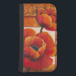 Funda Cartera Para Galaxy S4 Flores de amapola en Tan y fondo Naranja<br><div class="desc">Casi se puede sentir la textura de los pétalos en estas flores de amapola pintadas por Tim O'Toole. Se funden perfectamente con el color tostado y el naranja,  creando una visión espléndidamente poética. ¡Cómpralo para tu casa o dalo como regalo!</div>