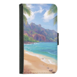 Funda Cartera Para Samsung Galaxy S5 Hawái tropical