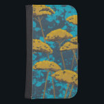 Funda Cartera Para Galaxy S4 Jardín de la flecha dorada con fondo azul<br><div class="desc">Las flores de mimbre dorada marcan la escena de este hermoso jardín. El fondo azul también da un toque de hojas diseminadas por todo el hotel. ¡Es como mirar una foto de Magic Eye excepto mucho más divertido!</div>