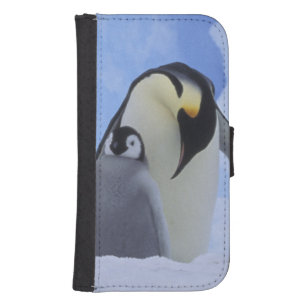 Funda Cartera Para Galaxy S4 La Antártida. Pingüinos y polluelo de emperador