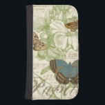 Funda Cartera Para Galaxy S4 Mariposas en la música de hojas con diseño floral<br><div class="desc">Un diseño floral verde y una partitura de papel sirven como telón de fondo de un trío de mariposas en esta pieza de Vision Studio. La palabra francesa para mariposa, papillon, también está estampada al final de la pieza. Si te gustan mucho las mariposas, la naturaleza, o como si te...</div>