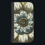 Funda Cartera Para Galaxy S4 Medallón Ornate Floral sobre fondo azul claro<br><div class="desc">Un fondo azul claro es el acento de este pintado de medallón floral de Vision Studio. Las capas de hojas multiplican la belleza de la flor,  dándole una calidad muy parecida a la de la vida. ¡Compra hoy y deja que florezca en tu casa!</div>