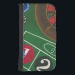 Funda Cartera Para Galaxy S4 Mesa de ruleta con patas y rueda<br><div class="desc">La rueda giratoria contiene toda la energía en la mesa de ruleta, pero el poder de esta pintura está en la representación de la escena de un casino. El verde del fieltro y el color de las fichas te pone en la mesa, esperando tu apuesta para pagar. ¡Asegúrate de comprar...</div>