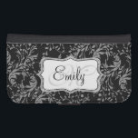 Funda Cartera Para Galaxy S4 Moneda de la flor silvestre adamascal de celda bla<br><div class="desc">Estuche de carteras con motivos de damasco de flores silvestres moderno y elegante. Personalizar el con su nombre y un primer monograma,  actualmente lee Emily M. Patrón original y diseño de Sarah Trett.</div>