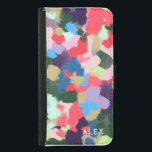 Funda Cartera Para Samsung Galaxy S5 Multicolor Nombre personalizado moderno Azul Verde<br><div class="desc">Pintura acrílica digital original con un diseño moderno de colores vivos en azul,  verde,  rosa y morado. Personalizado con el nombre o el texto de su elección.</div>