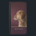 Funda Cartera Para Samsung Galaxy S5 Nombre personalizado del recuperador de oro | Perr<br><div class="desc">Este diseño presenta un perro de Golden Retriever con la opción de personalizar o borrar el nombre de texto que está escrito en la tipografía moderna popular. #retriever #dog #personalized #tote #puppy #lindo #gifts #modas #Samsung</div>