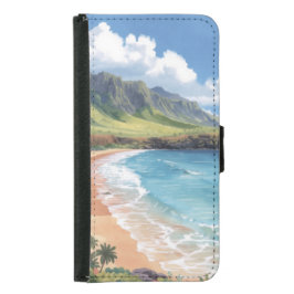Funda Cartera Para Samsung Galaxy S5 Olas del Océano Hawaii