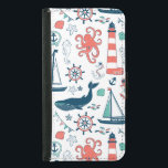 Funda Cartera Para Samsung Galaxy S5 Patrón De Animales Y Símbolos Náuticos<br><div class="desc">Animales náuticos y símbolos náuticos,  sencillos y variados,  sobre el color de fondo blanco personalizable.</div>
