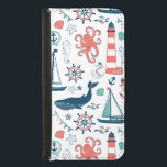 Funda Cartera Para Samsung Galaxy S5 Patrón De Animales Y Símbolos Náuticos<br><div class="desc">Animales náuticos y símbolos náuticos,  sencillos y variados,  sobre el color de fondo blanco personalizable.</div>