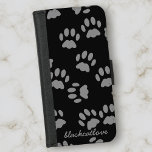 Funda Cartera Para Samsung Galaxy S5 Patrón de impresión de la hoja de gato negra<br><div class="desc">¿Alguna vez has tratado de tocar los dedos de los pies de tu gato cuando ella realmente no quiere que toquen sus patas? Yo tampoco. Añade tu nombre a este estuche de teléfono de patrón de impresión de pata negra y gris (sólo si quieres)</div>