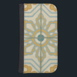 Funda Cartera Para Galaxy S4 Patrón de mosaico decorativo del viejo mundo<br><div class="desc">Una creación de Chariklia Zarris,  esta impresión del mundo antiguo ofrece un patrón decorativo de azulejos azules y dorados sobre un fondo beige. ¡Sería un gran regalo para los aficionados a las flores y a los dibujos en tonos pastel!</div>