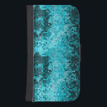 Funda Cartera Para Galaxy S4 Patrón geométrico del mosaico turquesa<br><div class="desc">La popular y brillante secuencia metálica parece un purpurina disco de tonos turquesa. Los espejos de la discoteca Retro 70 están decorados con el bling y los chispas.</div>