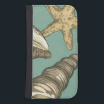 Funda Cartera Para Galaxy S4 Pequeño trío de Shell en trullo<br><div class="desc">Conocen a Megan Meagher para sus pedazos simples del arte. Esta imagen captura la simplicidad de los tesoros de la costa, de cáscaras de una concha y de una estrella de mar. Meagher abarca un fondo verde azulado en su imagen para poner en contraste estos tesoros. Consiga esta impresión de...</div>