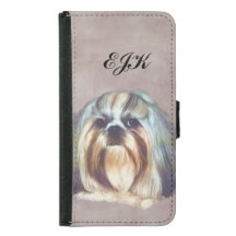 Perro Brindle y blanco de Shih Tzu, monograma