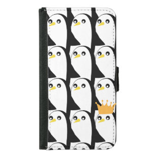 Funda Cartera Para Samsung Galaxy S5 Pingüino de historietas: Vintage blanco negro