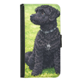 Funda Cartera Para Samsung Galaxy S5 Portuguese Water Dog Anime Wallet Phone Case